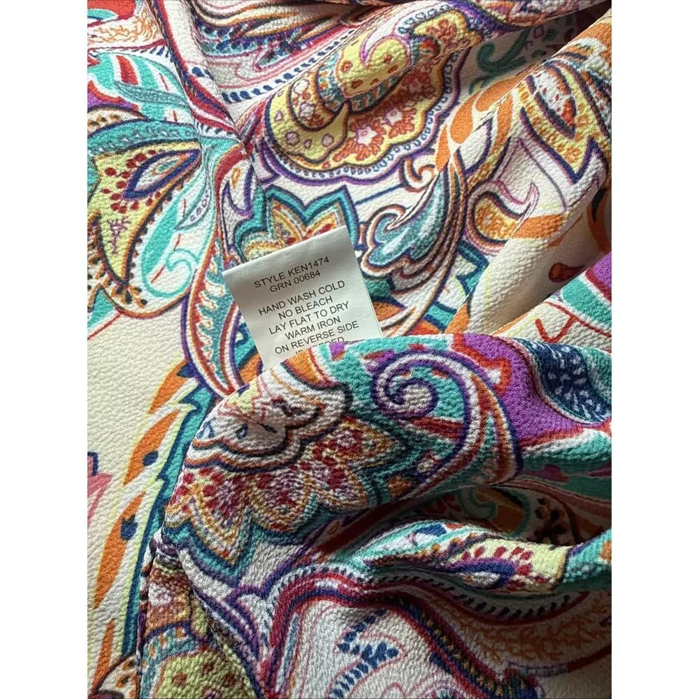 Figueroa & Flower Tunic Dress Womens XL Multicolor Paisley Boho Pocket Shirt EUC